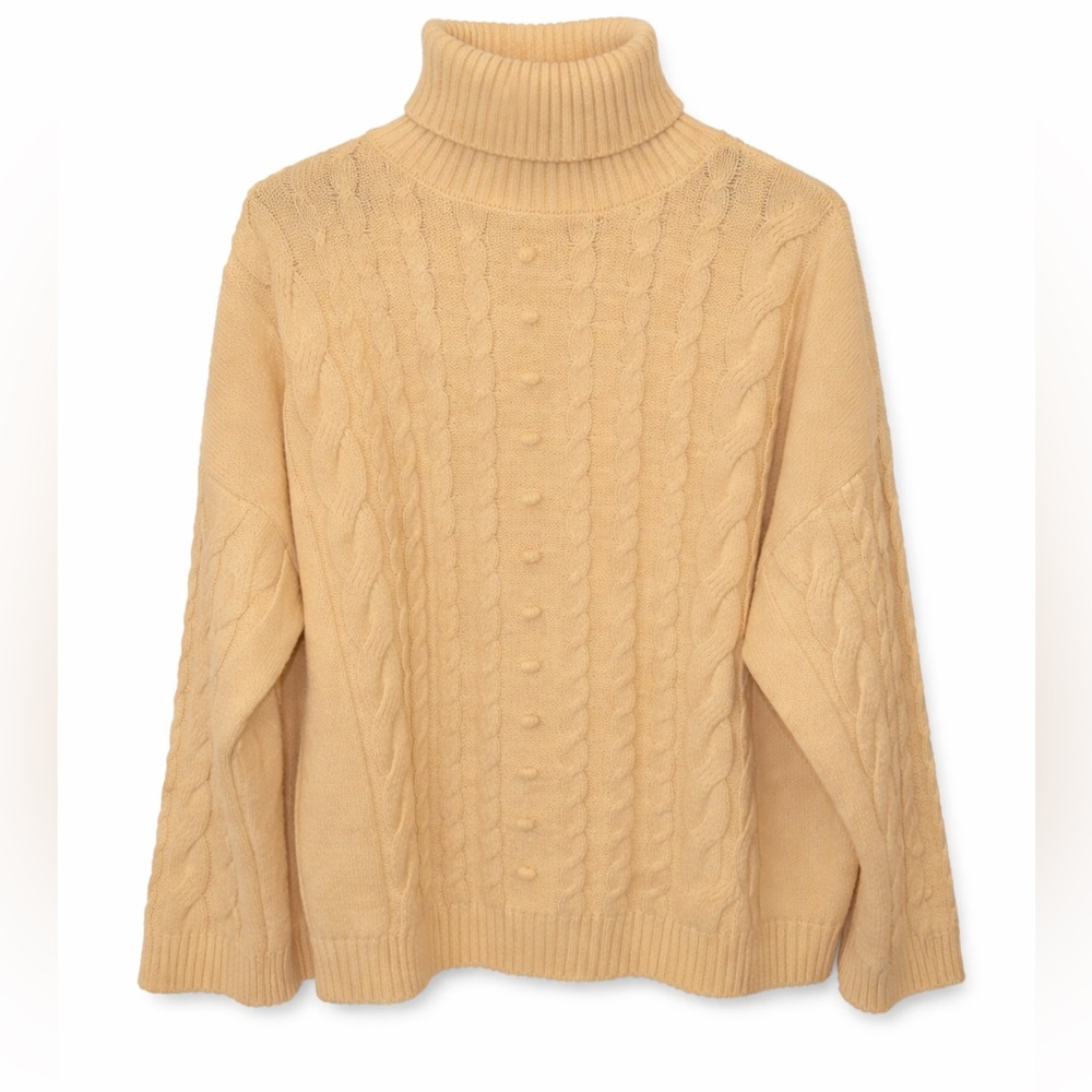 Eloquii 22/24 Cream Cable Knit Turtleneck Sweater Oversized Chunky Cozy